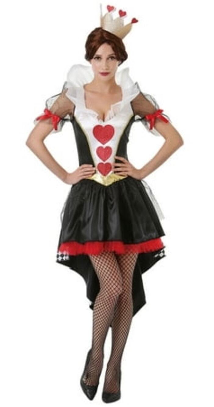Hauntlook Queen of Hearts Women’s Halloween Costume - Red Card Dress and Crown M